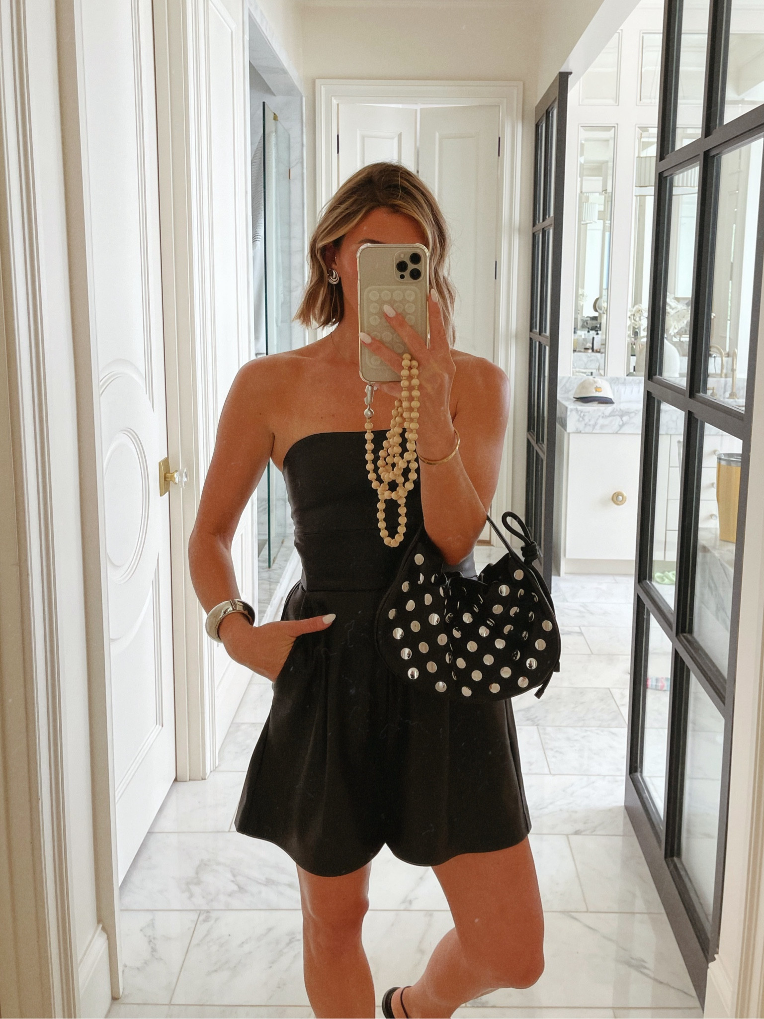 Faux leather romper I wore to a summer concert - wearing size small 