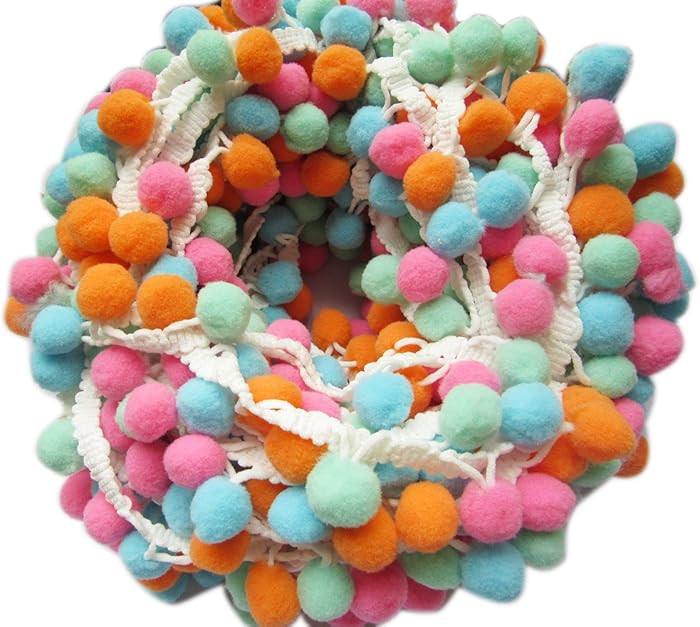 YYCRAFT Colorful A Pom Pom Ball Fringe Trim Ribbon Sewing(5 Yards) | Amazon (US)
