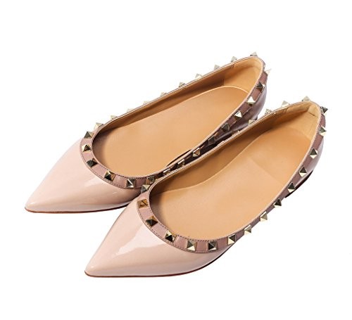 Katypeny Womens Rivet Stud Slip On Pointed Toe Loafers Flats Pumps Shoes | Amazon (US)