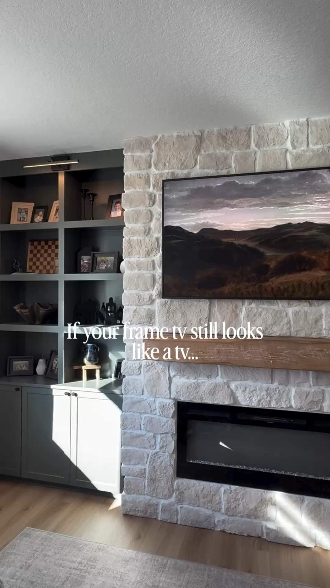 This has been a long time coming and this frame could not be more perfect. 

The way this upleveled our tv into real art is 🤌🏻 

Were you around when we originally went viral for our frame tv hack? Well that tv went out end of last year so we got the real deal! 

I’ll show you exactly how we made it later this week. 

#livingroom #frametv #frametvhack #art #frame