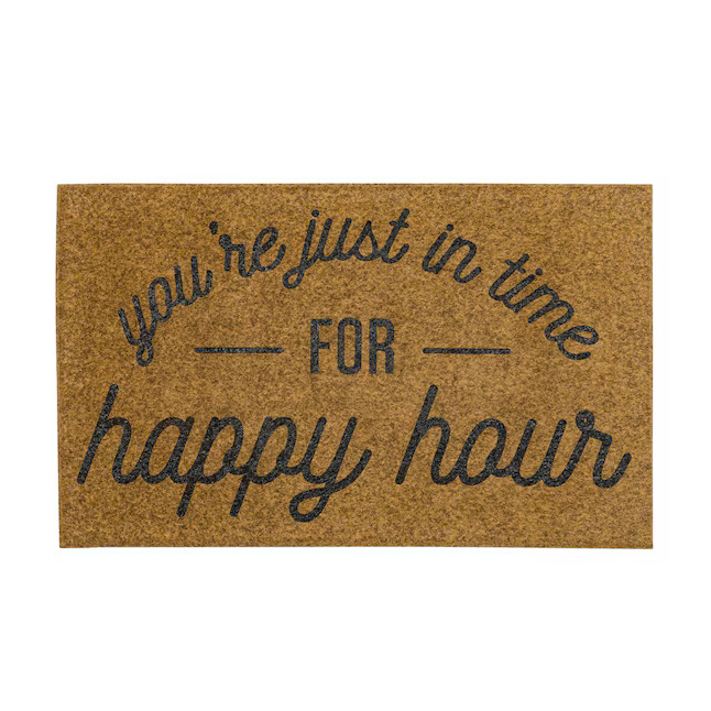 Style Selections 1-1/2-ft x 2-1/2-ft Brown Polyester Rectangular Outdoor Decorative Door mat | Lowe's