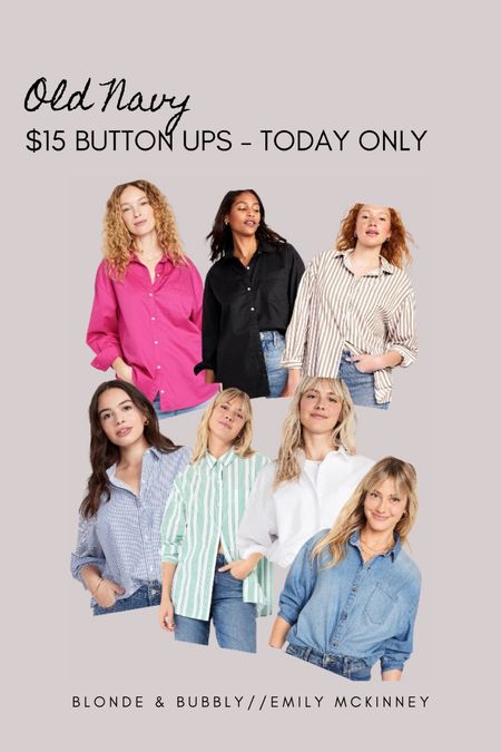 Today Only!! $15 Women’s button ups at Old Navy. Lots of spring colors to choose from!

Spring outfit. Spring workwear. Spring top. 

#LTKfindsunder50 #LTKsalealert #LTKSeasonal