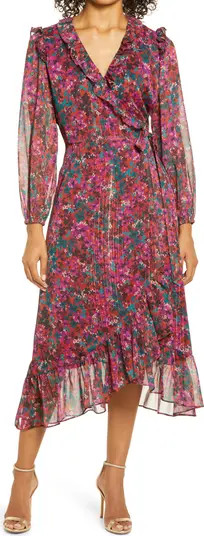 Carleigh Floral Chiffon Long Sleeve Wrap Dress | Nordstrom