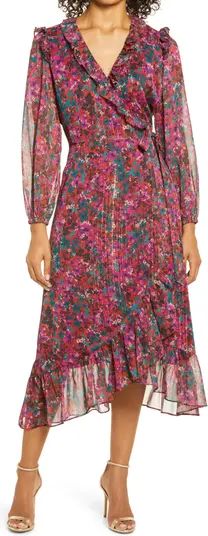Carleigh Floral Chiffon Long Sleeve Wrap Dress | Nordstrom