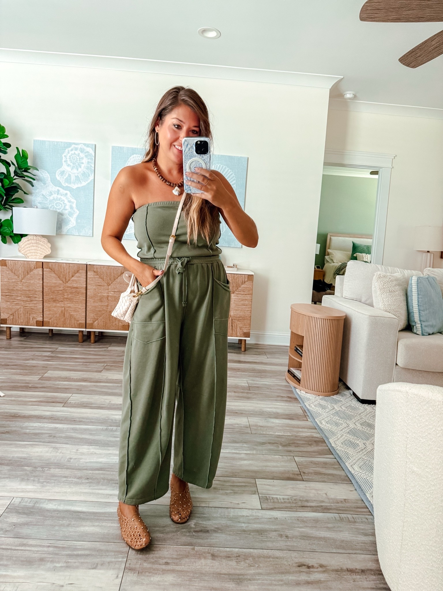 Transitional outfit, strapless jumpsuit, look for less

#LTKootd