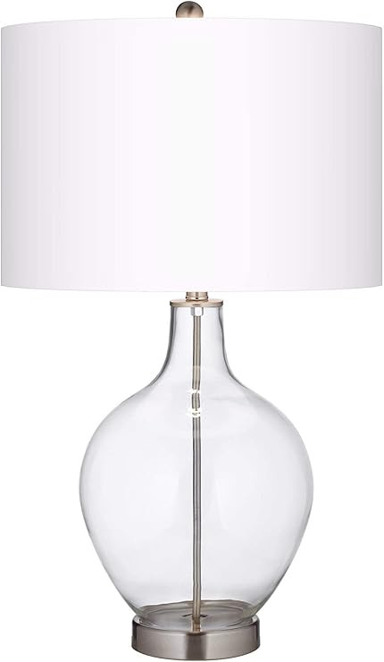 Color + Plus Table Lamp Fillable 28.5" Tall Clear Glass OVO White Linen Drum Shade for Living Roo... | Amazon (US)