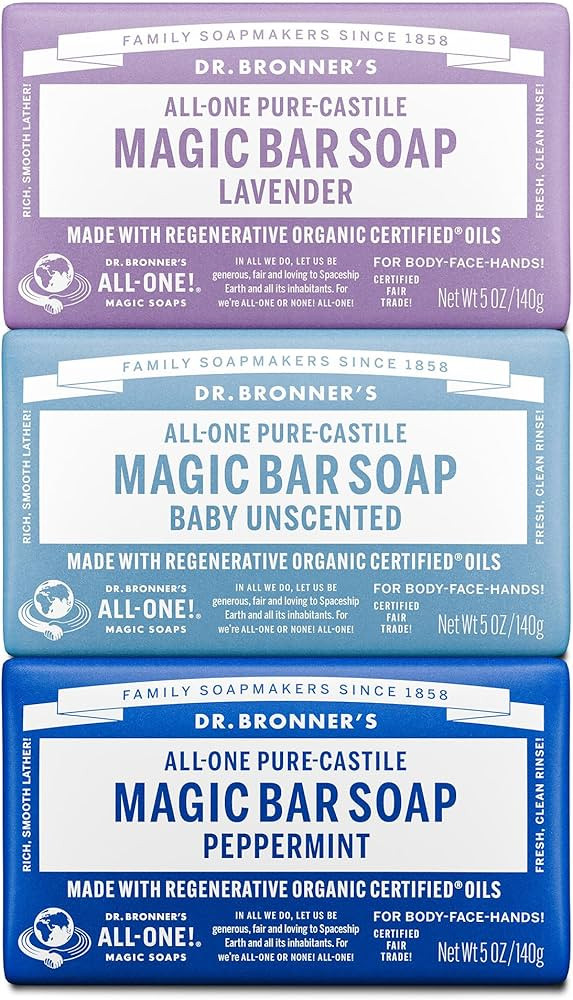Dr. Bronner's Pure-Castile Magic Bar Jabón - Hecho con aceites orgánicos regenerativos certific... | Amazon (US)