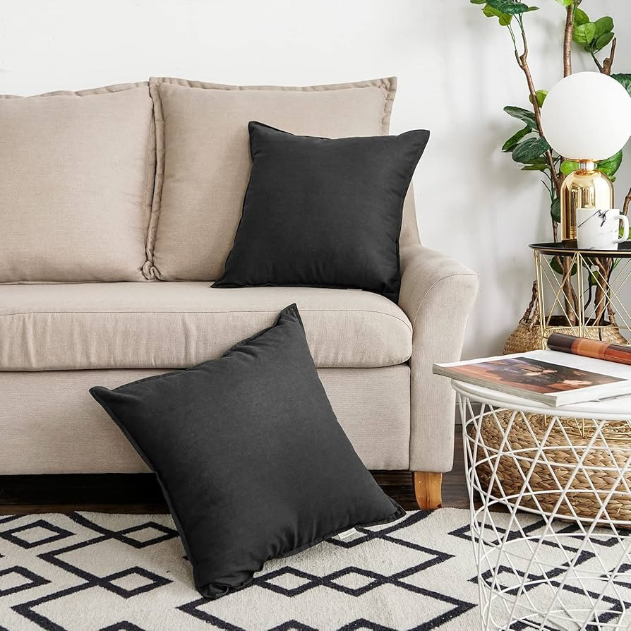 Jeanerlor 18"x18" Solid Cotton Linen Decoration Throw Pillow Case with Zipper Euro Sham Cushion C... | Amazon (US)