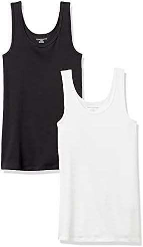 Amazon Essentials Women's Slim-Fit Ribbed Scoop Neck Tank Tops, Pack of 2 | Amazon (US)