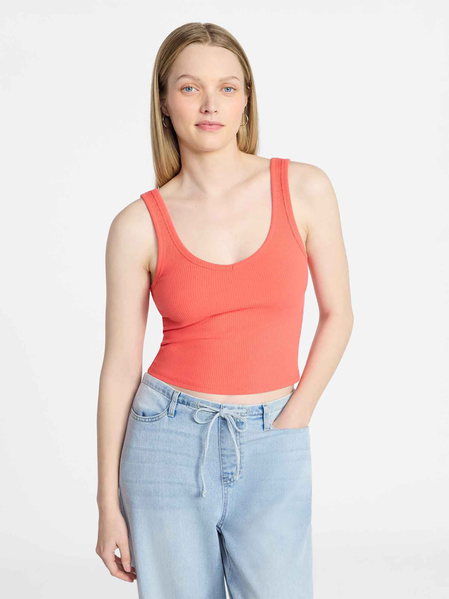 No Boundaries Cropped V-Neck Tank Top, Women’s XXS-XXL | Walmart (US)