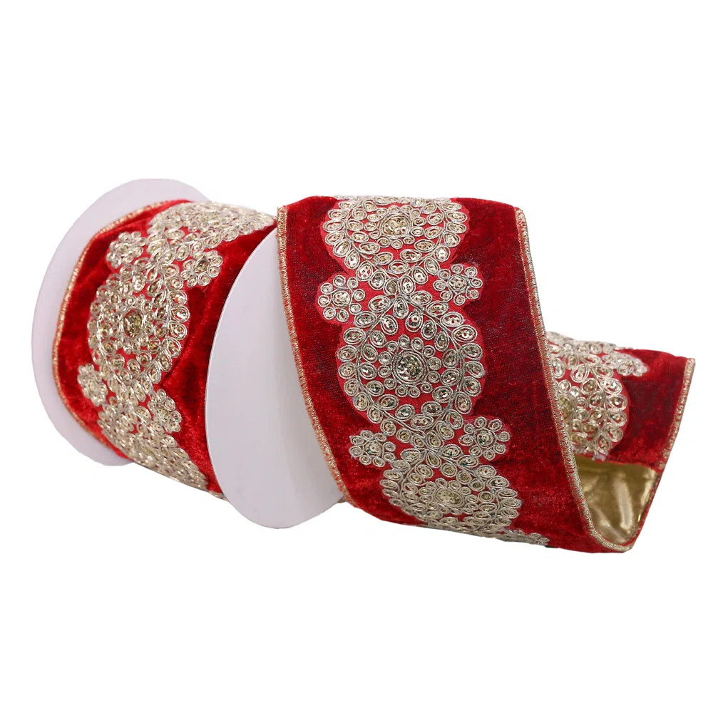 The Twillery Co. 4" x 15' Velvet Wired Edge Christmas Ribbon & Reviews | Wayfair | Wayfair North America