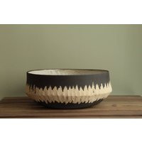 Large Decorative Ceramic Bowl, Handmade Stoneware Serving Big Salad Black/Brown & White Bowl | Etsy (UK)