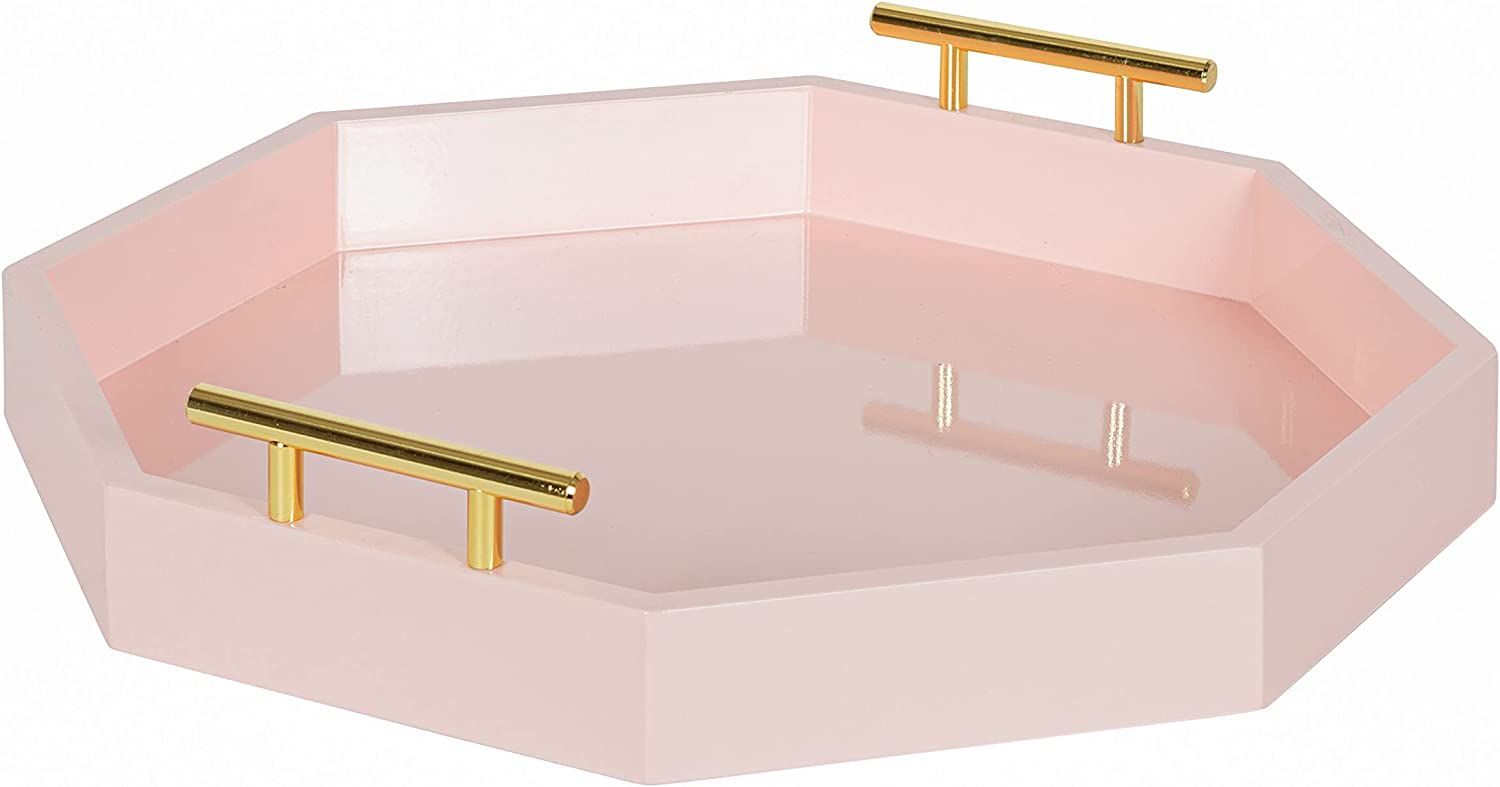 Kate and Laurel Lipton Decorative Modern Octagon Tray, 18 x 18, Pink and Gold, Chic Serving Tray ... | Amazon (US)