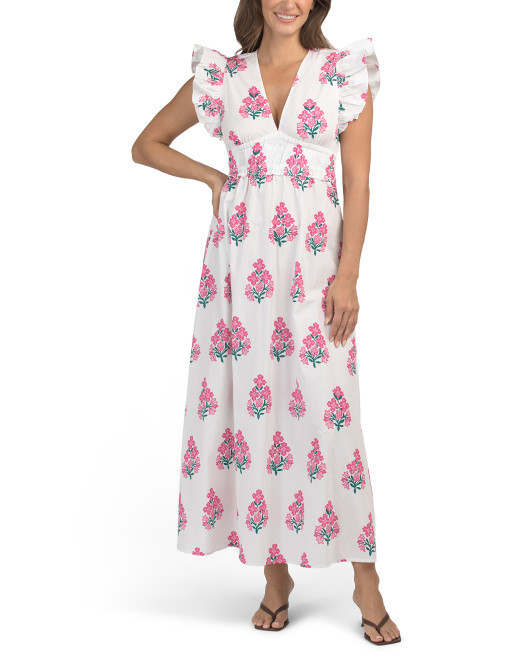 Flutter Sleeve Floral Block Print Maxi Dress | Casual Dresses  | Marshalls | Marshalls