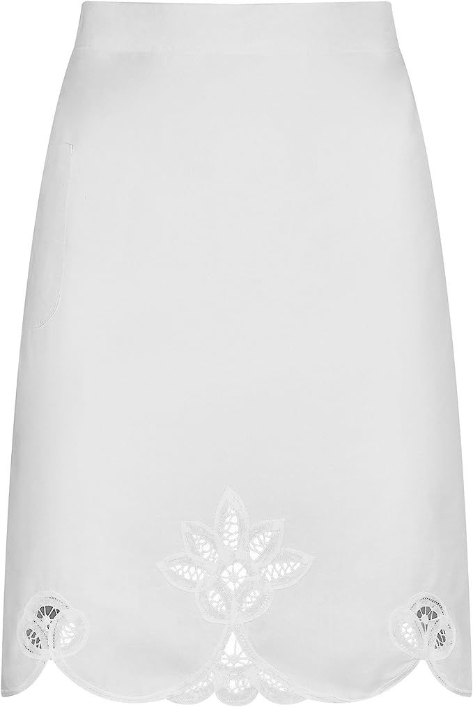 Adult Half Apron White Linen Cotton Cloth with Battenberg Lace | Amazon (US)