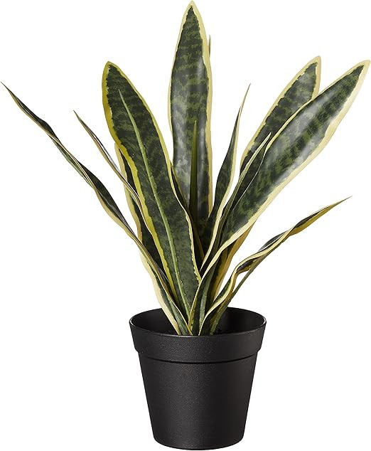 Amazon Basics Artificial Fake Sansevieria Bonsai Snake Plant with Plastic Planter Pot, 15.7-Inch,... | Amazon (US)