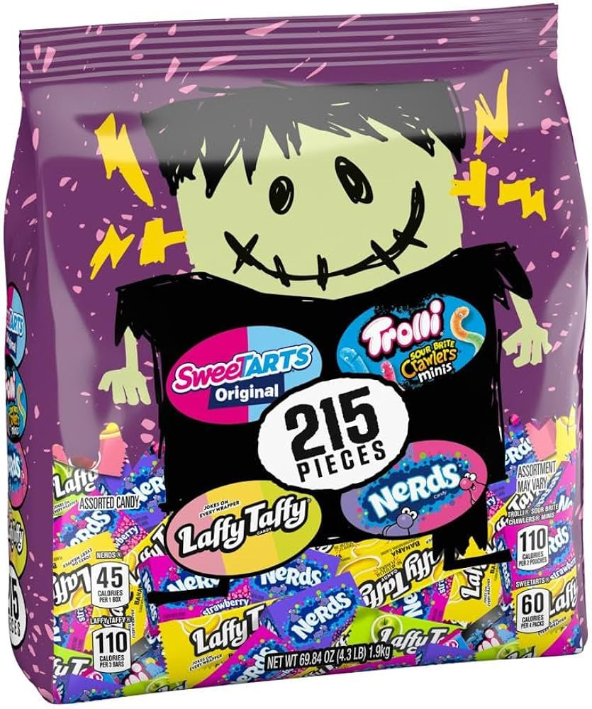 SweeTARTS Assorted Halloween Trick or Treat Candy, Franken Favorite Mix, 215ct Bag | Amazon (US)