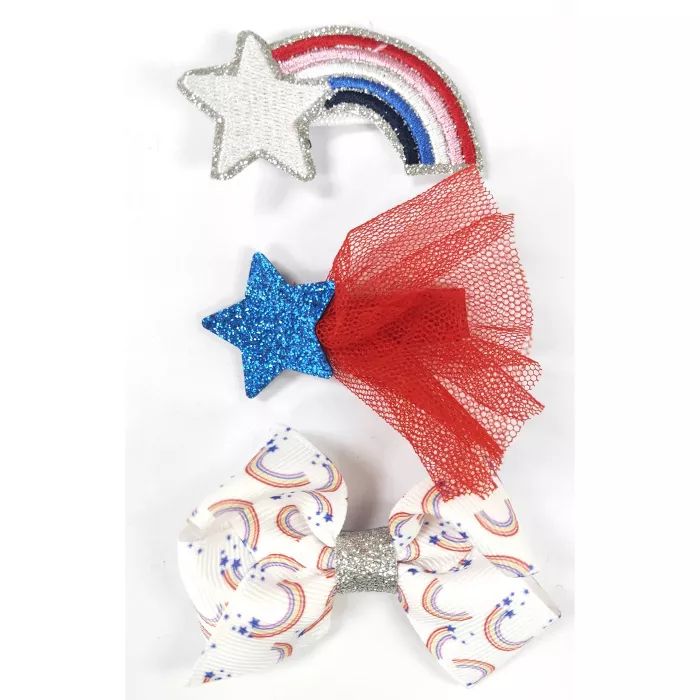 Girls' 3pk Americana Salon Hair Clips - Cat & Jack™ Red/Blue | Target