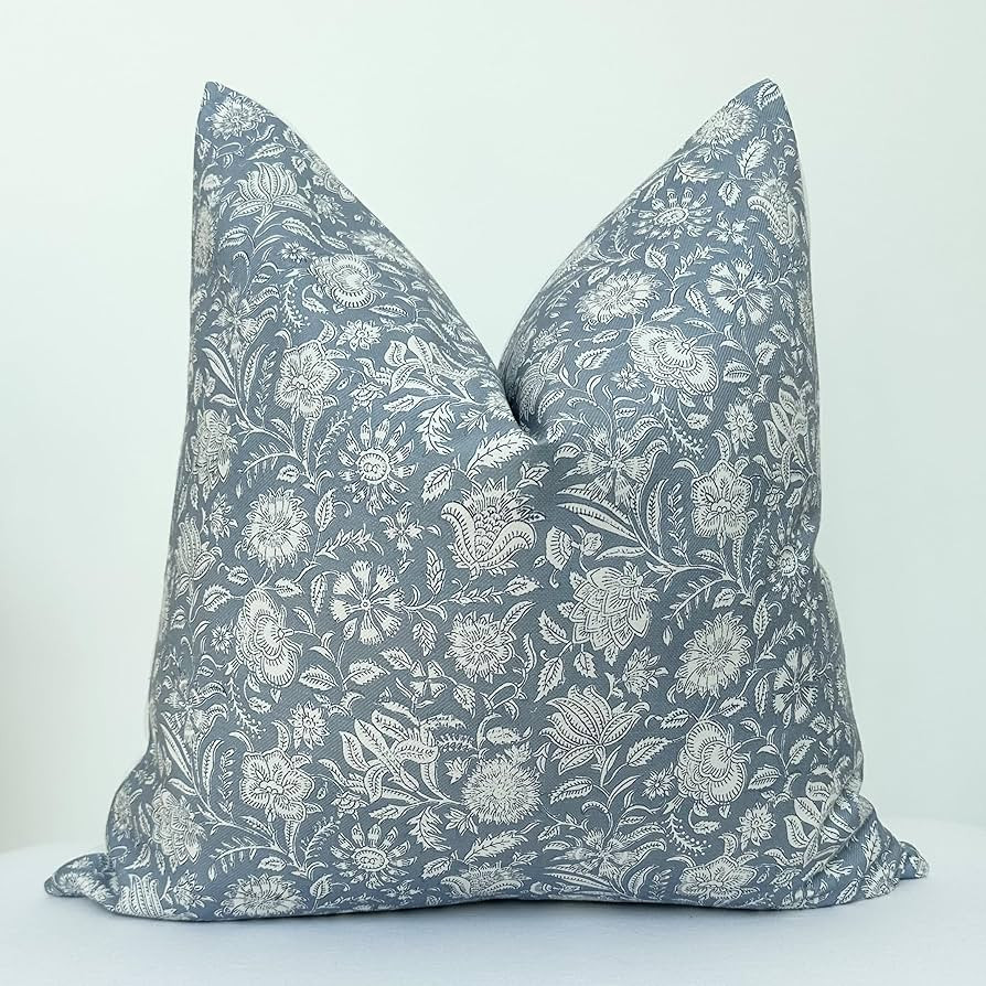 Decorative Floral Print Pillow Cover in Blue and White for Home Decor, Throw Pillow Cover, Indoor... | Amazon (US)