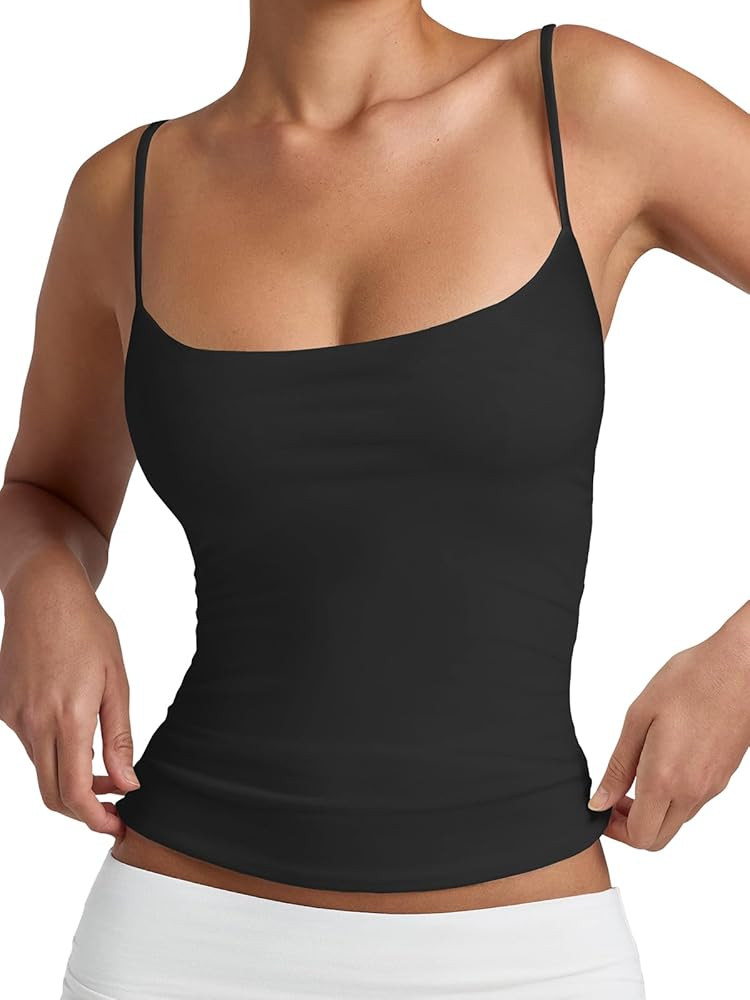 Women's Sexy Adjustable Spaghetti Straps Tank Top Basic Camisole Slim Fit Going Out Crop Top | Amazon (US)