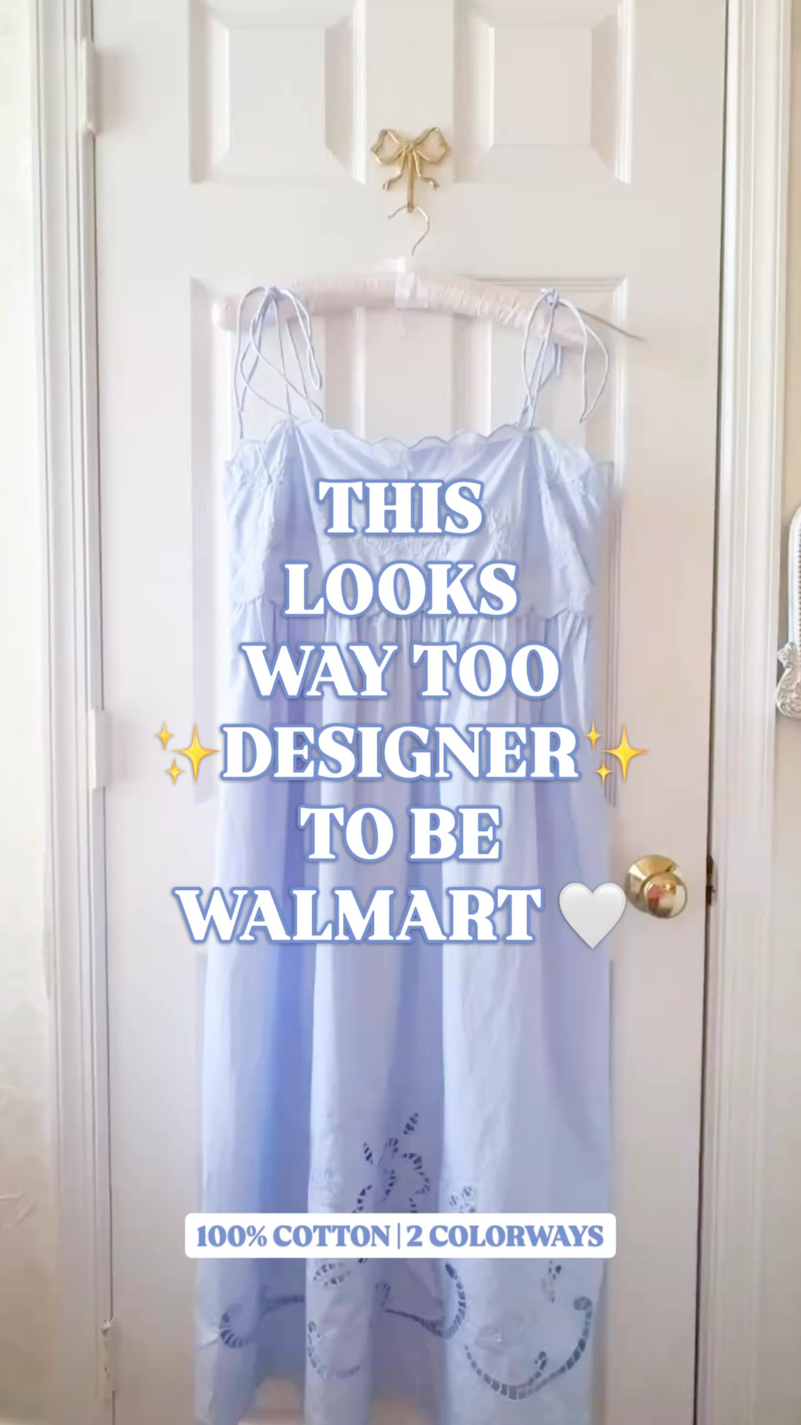 Walmart summer dress, blue midi dress, 100% cotton dress, embroidered dress women, scalloped dress, wedding guest dress, vacation dress women, feminine summer dress, designer look for less

This Walmart dress looks like it wandered out of a much pricier designer summer collection.

The pale blue cotton, delicate embroidery, scalloped neckline, slim tie straps, and cutwork hem all give it that soft, expensive-looking summer dress energy women usually expect to pay way more for. It’s airy, feminine, and intricate. 

And it’s 100% cotton, which makes it even better for warm weather, vacation packing, summer dinners, showers, brunch, beach town lunches, garden parties, and pretty daytime plans. 

Why it works:
✨ 100% cotton
✨ delicate embroidery
✨ cutwork hem detail
✨ scalloped neckline
✨ adjustable tie straps
✨ soft pale blue color
✨ easy midi length
✨ machine washable

This is one of those Walmart fashion finds that looks far more elevated than the price tag. Add simple sandals, a raffia bag, pearl earrings, or gold jewelry and it immediately feels like an elevated summer outfit.

If you’re searching for Walmart dress, Walmart fashion finds, blue summer dress, 100 cotton dress women, embroidered midi dress, scalloped dress, wedding guest dress, vacation dress, resort dress, beach vacation outfit, brunch dress, bridal shower dress, baby shower dress, garden party dress, feminine summer style, preppy summer dress, or designer look for less, this one is going to blow your mind  

#LTKFindsUnder50 #LTKFindsUnder100 #WalmartStyle #WalmartFinds #SummerDress #WeddingGuestDress #VacationOutfit #PreppyStyle #LookForLess #WeddingGuestOutfit 

#LTKWedding #LTKTravel #LTKSeasonal