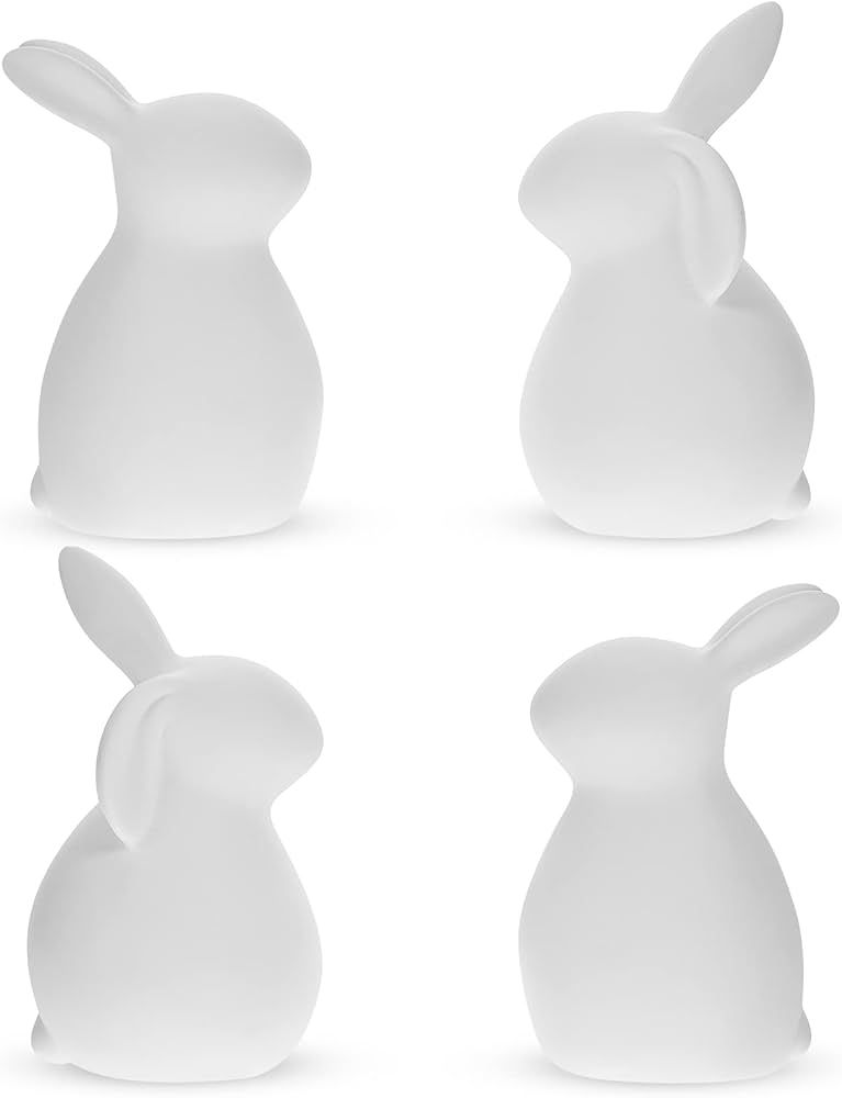 Set of 4 Ceramic White Rabbit Statue Easter Decorative Bunny Figurine Small Ceramic Bunny Decorat... | Amazon (US)