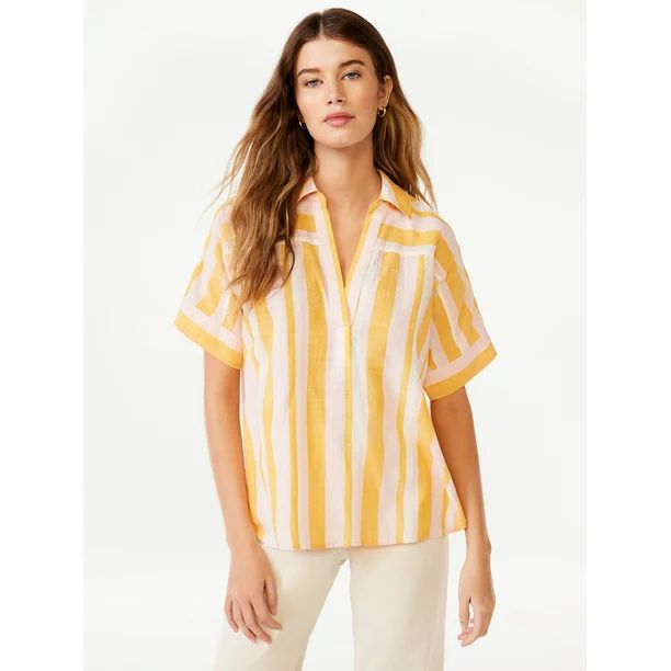 Free Assembly Women’s Oversized Tunic Top with Short Sleeves, Sizes XS-XXXL - Walmart.com | Walmart (US)