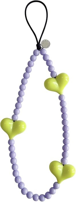 Drawwind Phone Charm Beaded Wristlet Strap Universal Cell Phone Lanyard Cute Bracelet Wrist Strap Beaded Chain String Handmade Accessories for Case Camera Bags (Green Heart) | Amazon (US)