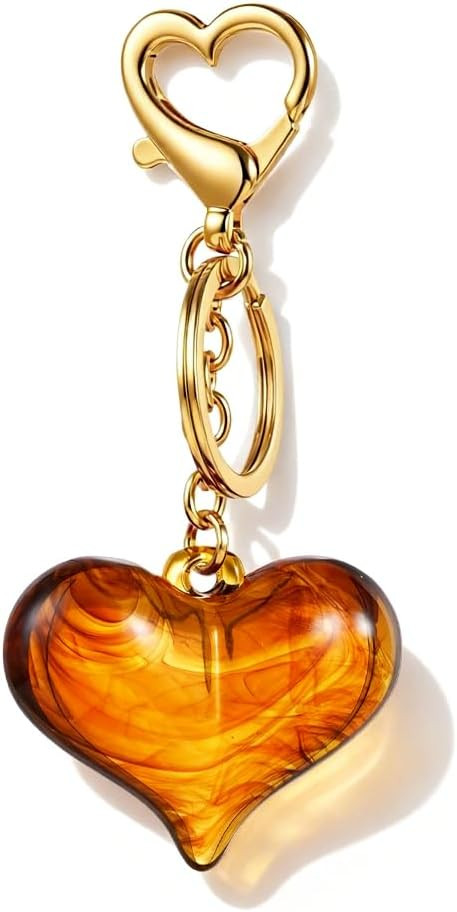 Amber Bow Bag Charms Cute Heart Key Chains Bow Purse Charms for Handbags,Keychain Gifts for Women | Amazon (US)