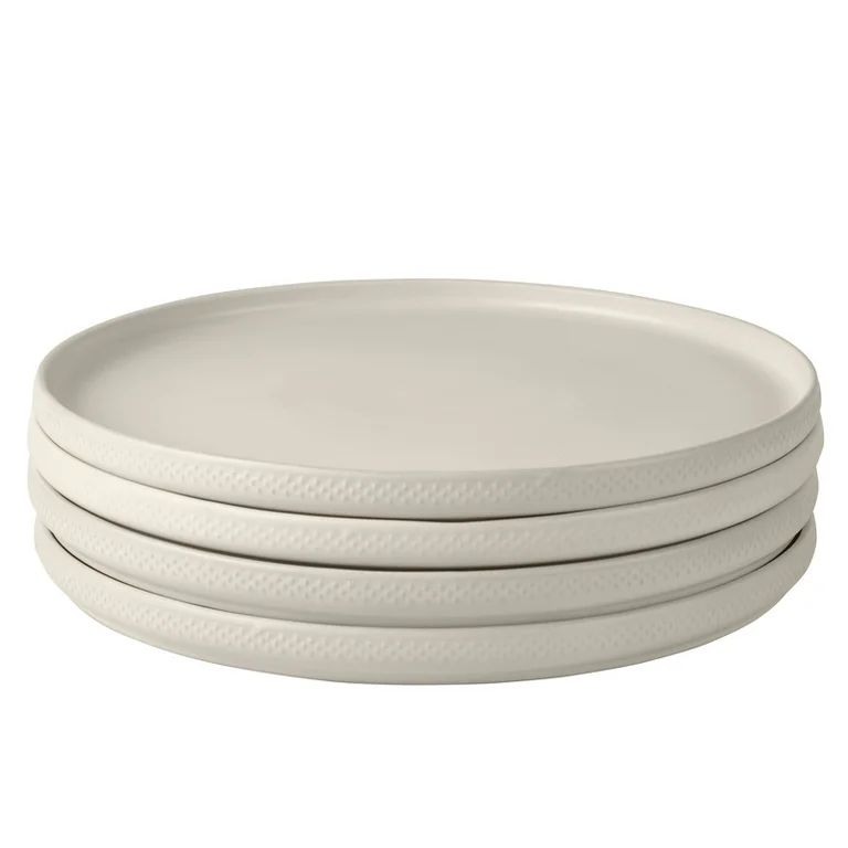 Beautiful Modern Dots Set of 4 Stoneware Dinner Plates White by Drew Barrymore | Walmart (US)