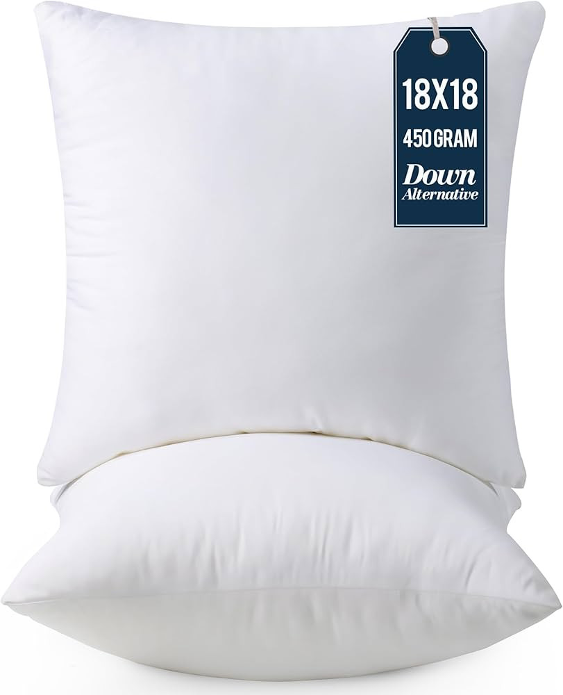 Utopia Bedding Throw Pillows Insert (Pack of 2, White) - 18 x 18 Inches Bed and Couch Pillows - I... | Amazon (US)