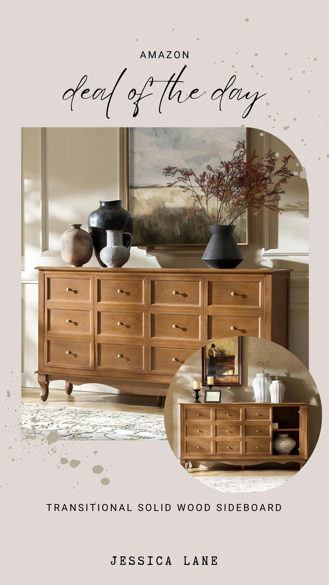 A timeless solid wood sideboard that blends transitional and modern beautifully. So much storage without sacrificing style. #diningroomdecor #homeupdate #amazonfavorites #classicdesign

#LTKSaleAlert #LTKHome