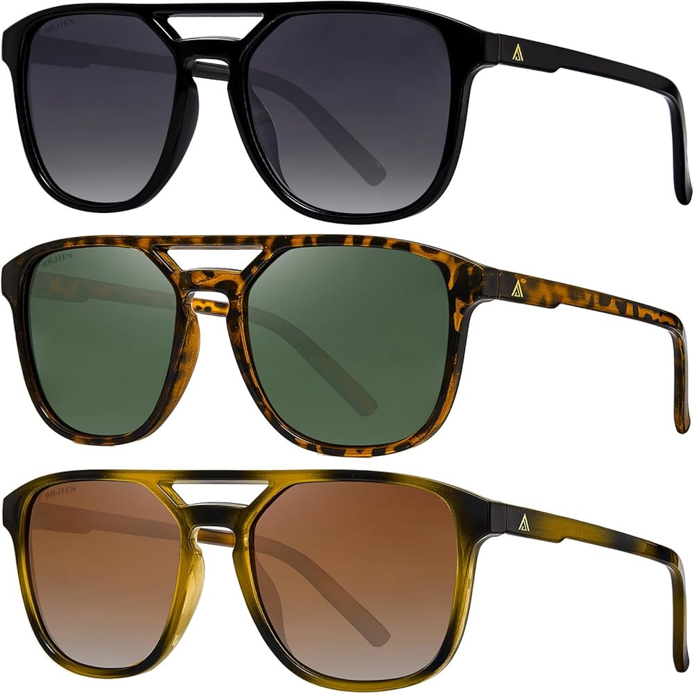 Arjien Polarized Aviator Sunglasses for Women Men UV400 Protection Trendy Sunglasses Double Bridg... | Amazon (US)
