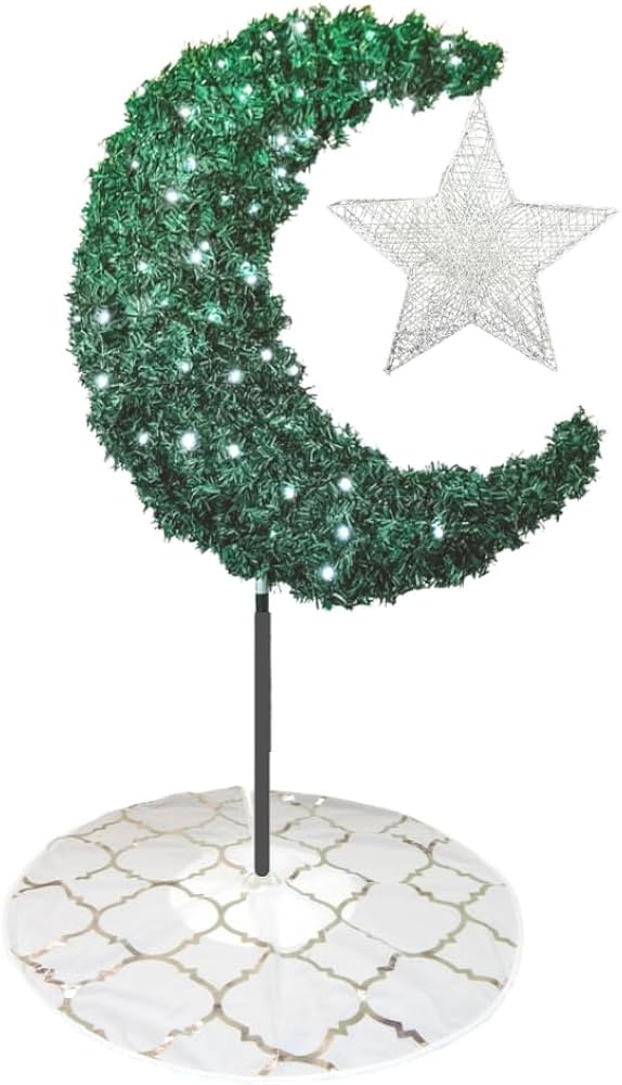 Peacock Supplies Eid Moon Tree Bundle - Green with Star & Skirt | 5 ft Green Crescent Shaped Moon... | Amazon (UK)
