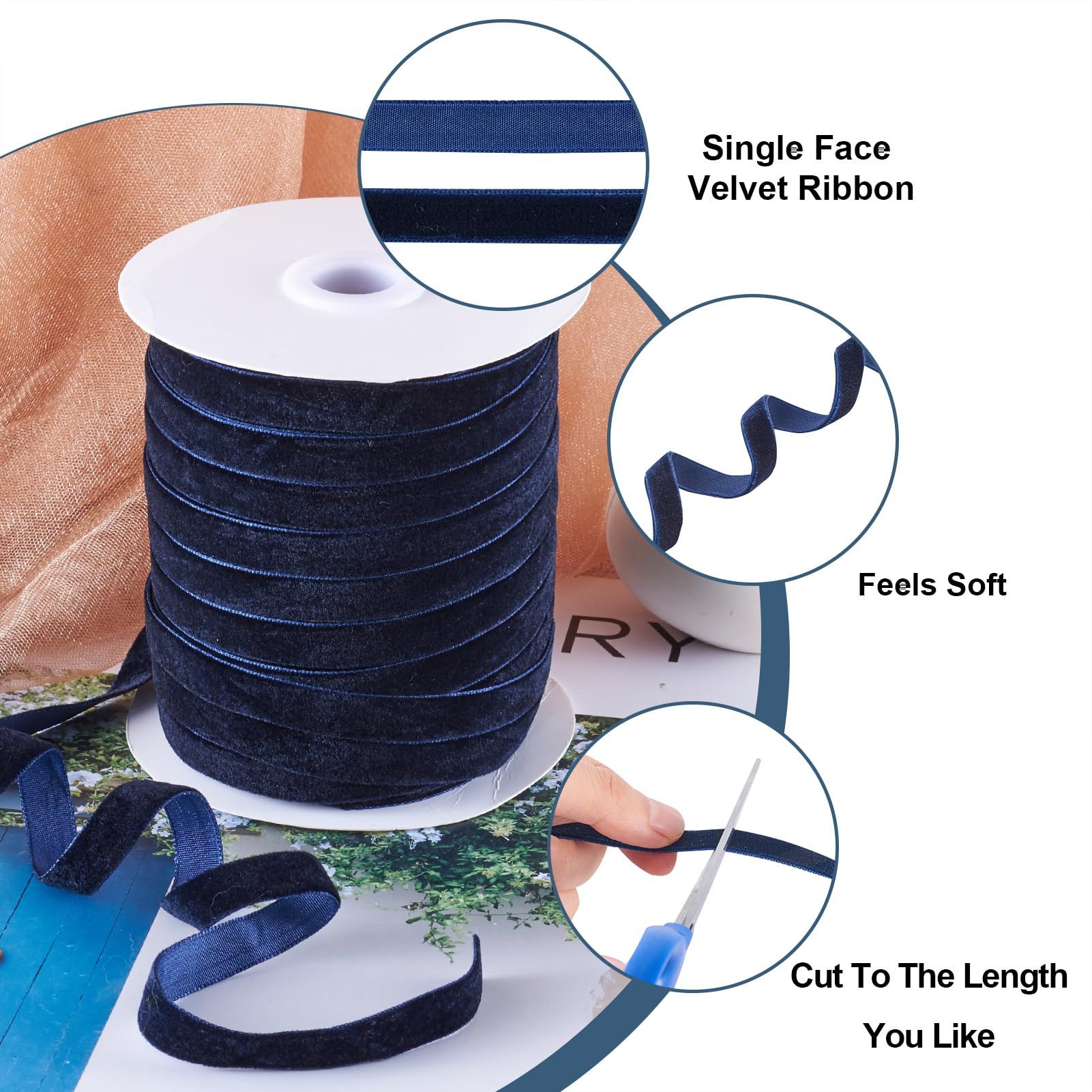 Pandahall 50 Yards Velvet Ribbon 3/8Inch Wide Single Face Velvet Ribbon Roll with Spool for Gift ... | Amazon (US)
