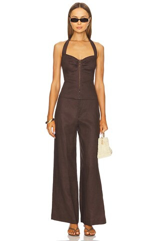 Bardot Enya Linen Pant in Chocolate from Revolve.com | Revolve Clothing (Global)