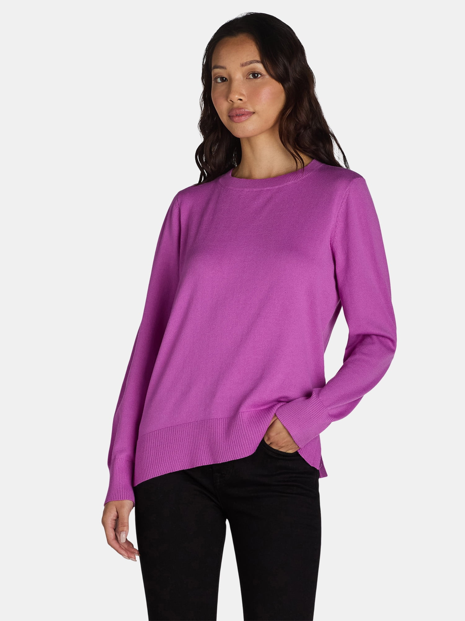 Time and Tru Women's and Women’s Plus Crewneck Sweater, Lightweight, Sizes XS-XXXL - Walmart.co... | Walmart (US)