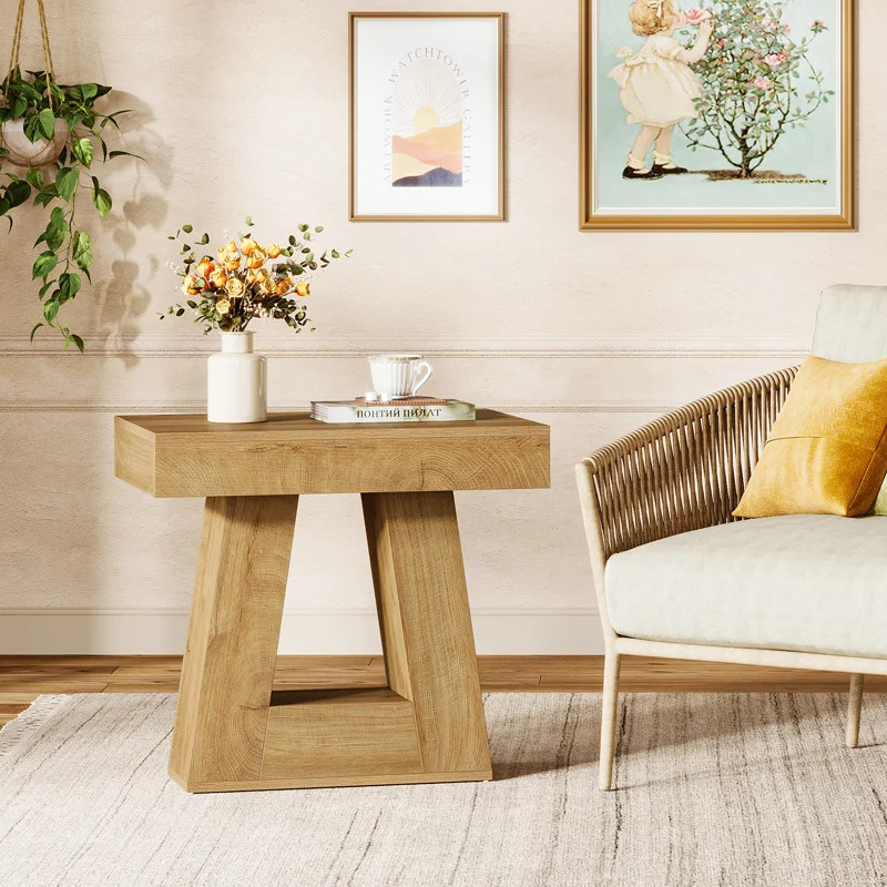 Ebern Designs 24" 2-Tier Rustic Wooden  Side End Table & Reviews | Wayfair | Wayfair North America