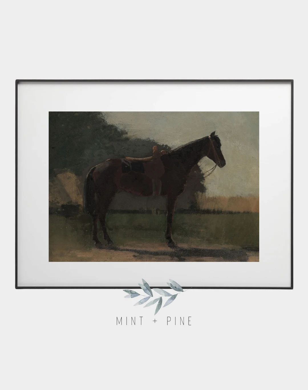 Horse Vintage Art | Horse Antique Painting | Moody Wall Art | Printable Digital Art | Mint and Pi... | Etsy (US)