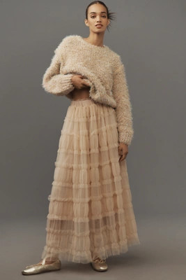 By Anthropologie Shirred Tulle Maxi Skirt | Anthropologie (US)