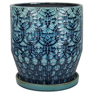 Trendspot 10 in. Dia Blue Rivage Ceramic Planter-CR10853-10A - The Home Depot | The Home Depot