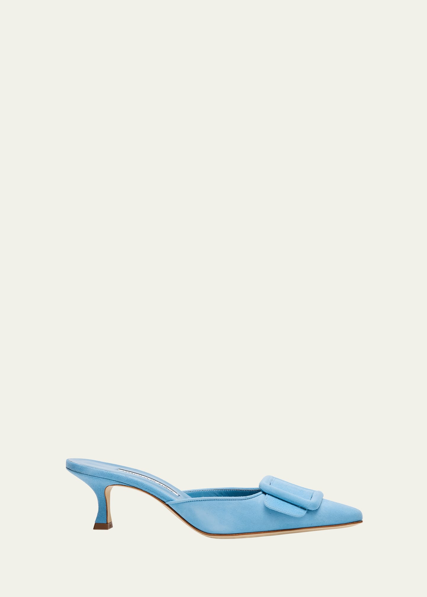 Manolo Blahnik Maysale Suede Buckle Mules | Bergdorf Goodman