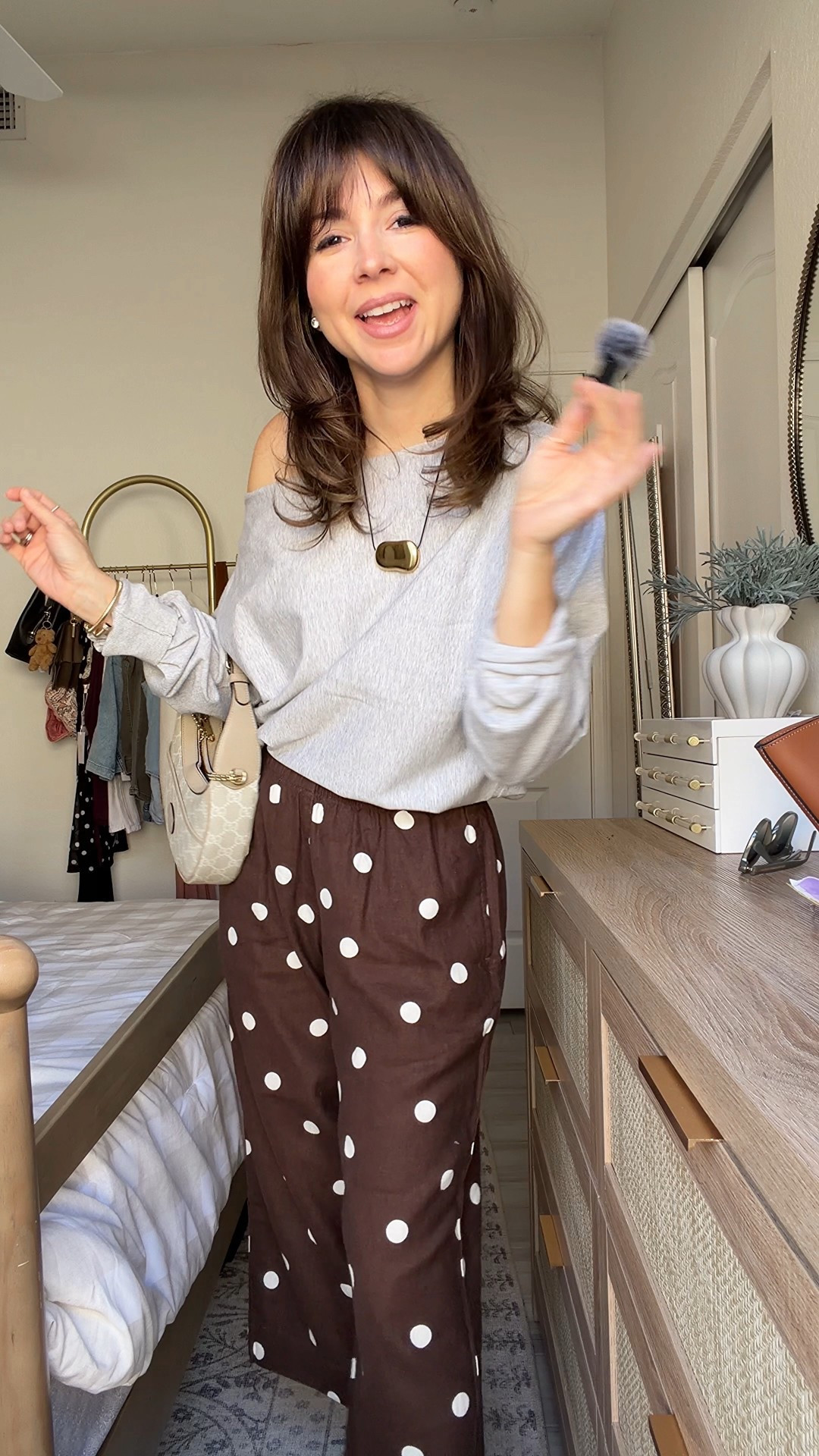 Easy, comfortable, and petite-friendly for a full day of mom life.
I’m 5’2” and love how these wide-leg polka dot pants hit at the perfect length without overwhelming my frame. The relaxed off-shoulder sweatshirt keeps it casual, and these neutral sandals work with everything in my closet.

Everything is true to size and easy to mix and match for everyday outfits.

Petite outfit, 5’2 style, mom outfit, @Aritzia 
Pants xsp
Top XS


Comment SHOP below to receive a DM with the link to this post on my LTK ⬇ https://liketk.it/5SRJs #ltkootd #ltkpetite #ltkgrwm

#LTKootd