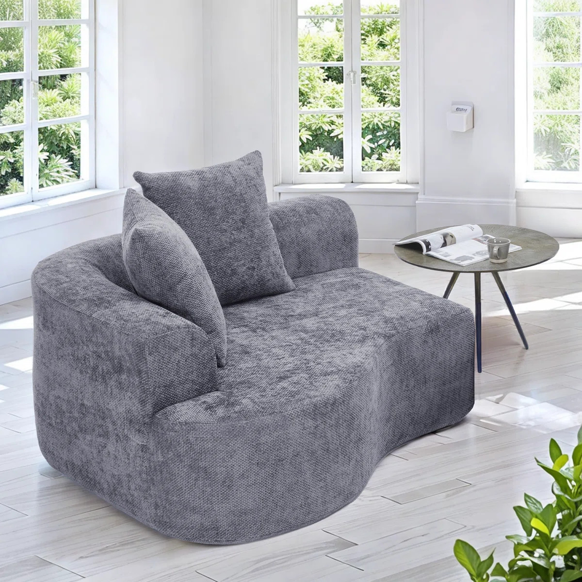 Wrought Studio™ Latitude Run® No Assembly Required Curved Upholstered Chaise Lounge with Deep ... | Wayfair North America