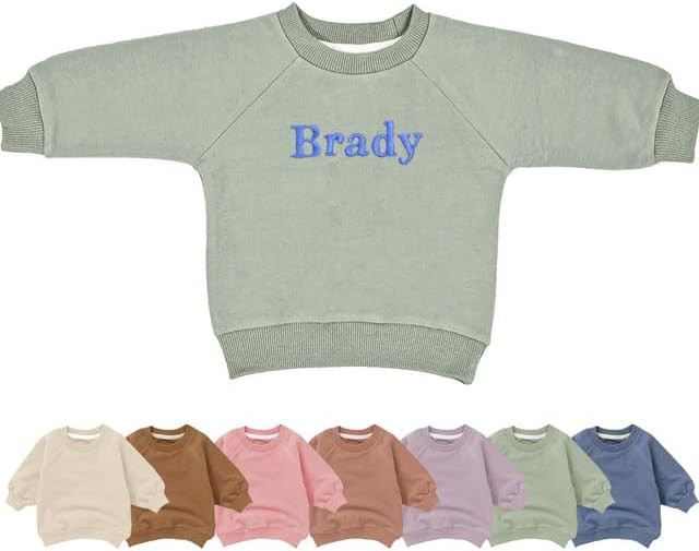 Custom Embroidered Baby Knit Sweatshirt with Name – Warm Pullover Crewneck Sweatshirt for Infan... | Amazon (US)