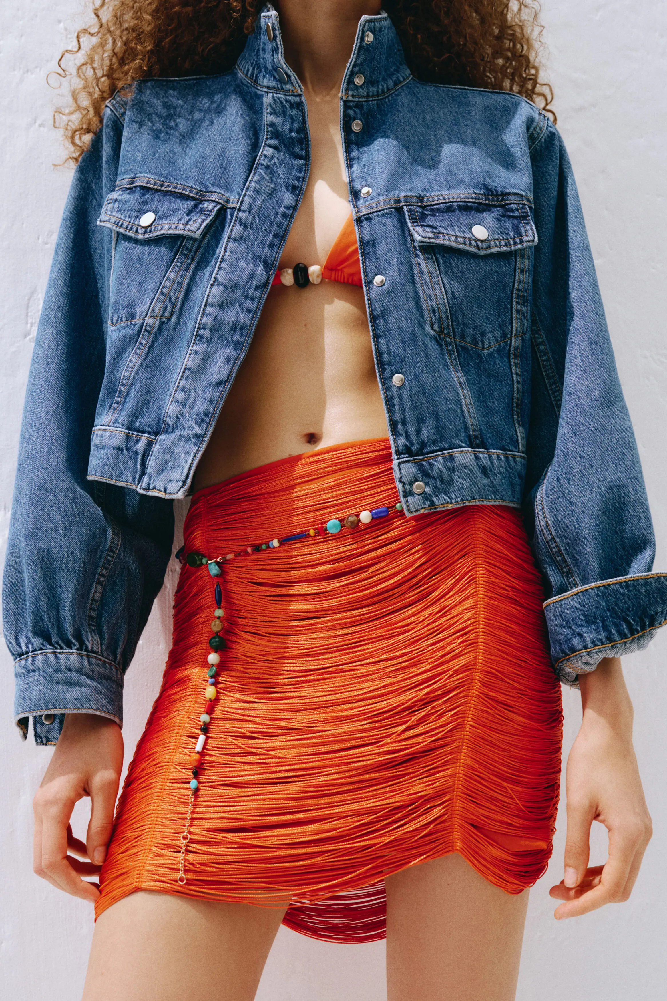 H&M Fringed Mini Skirt in Bright Orange at Nordstrom, Size 6 | Nordstrom