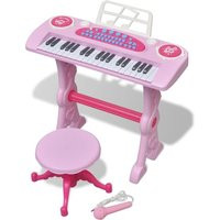 Kids' Playroom Toy Keyboard with Stool/Microphone 37-key Pink - Pink | ManoMano UK