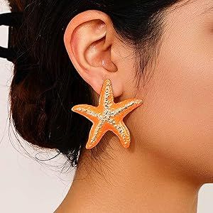 Starfish Earrings Large Gold Statement Big Star Earrings for Women Boho Fashion Beach Ear Jewelry... | Amazon (US)