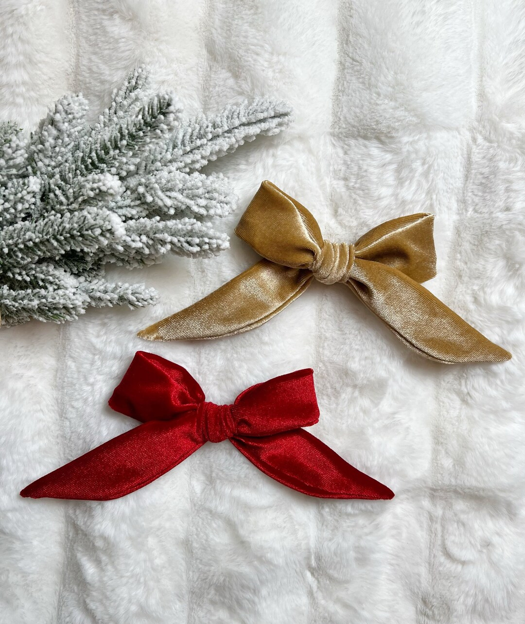 Christmas Red Velvet Hair Bow for Women Champagne Gold Hair - Etsy | Etsy (US)