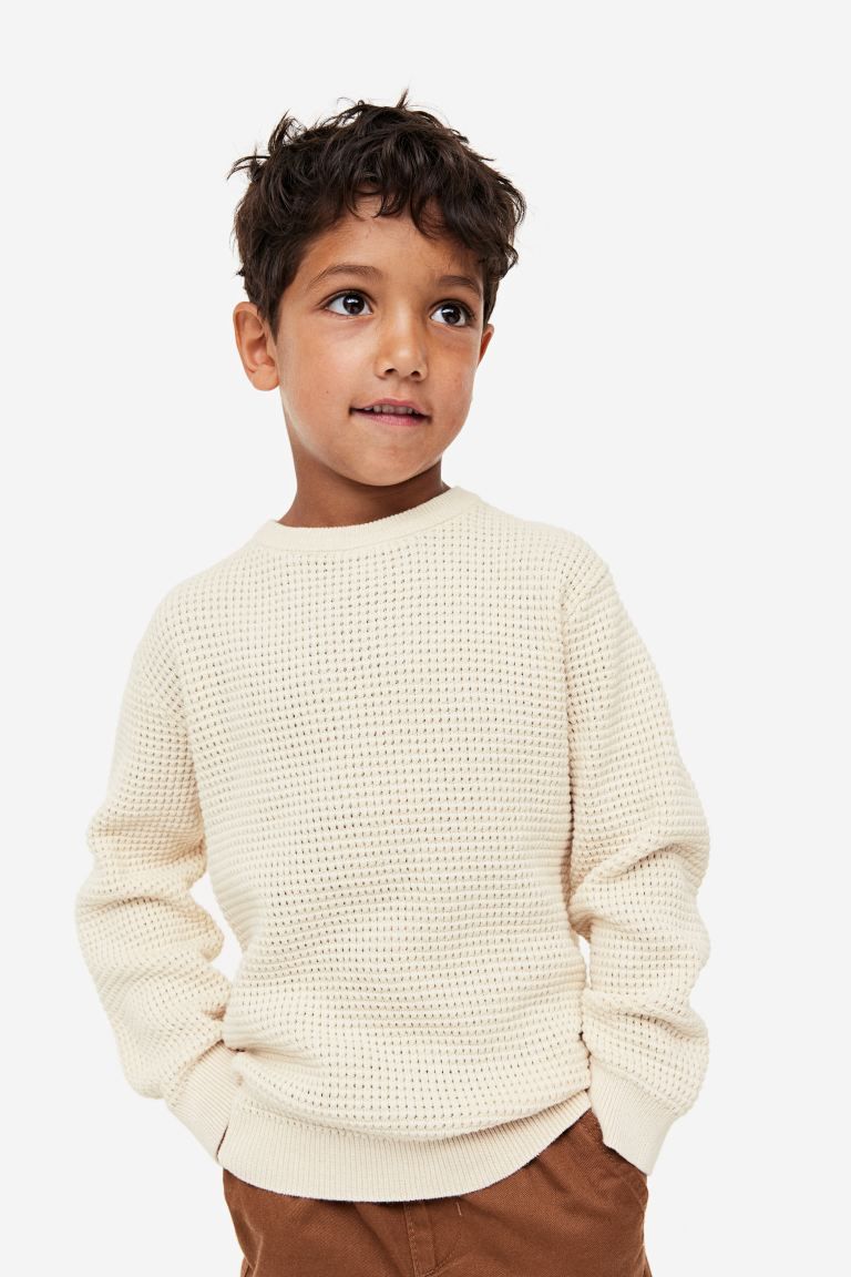 Waffle-knit Sweater - Off white - Kids | H&M US | H&M (US + CA)
